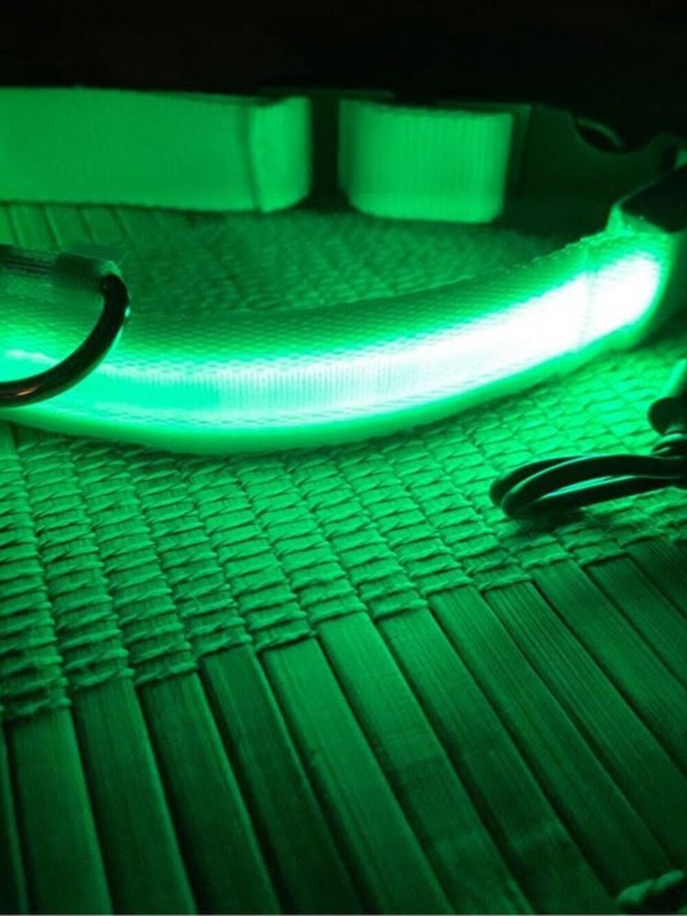 New- USB Rechargeable LED 3 Modes Flashing Light Dog Collar, Size S, Green Color